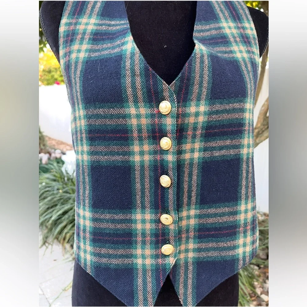 Vintage Plaid Button-Up Vest - Picture 4 of 7